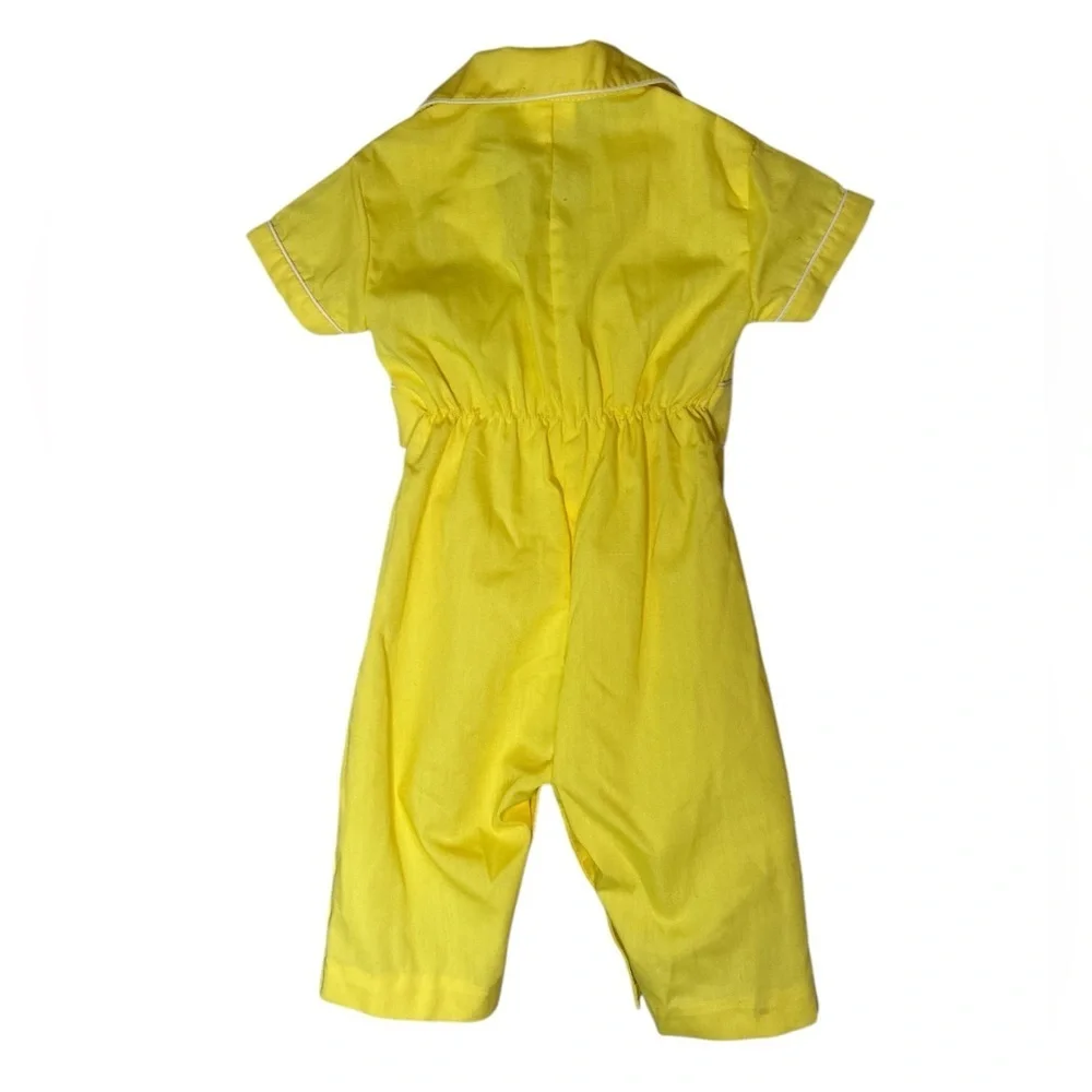 Yellow Kids Jumpsuit with Embroidered Donald Duck Design